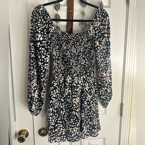 Buddy Love Black and White Patterned Long Sleeve Dress